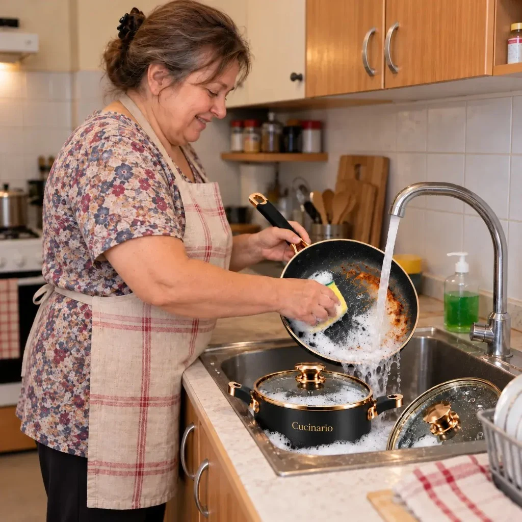 Cucinario™ tava na sudoperu — prljavština se ispire uz minimalan trud